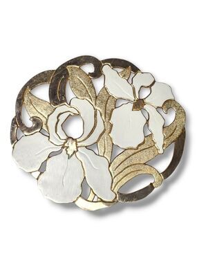 Vintage WM. A. Rogers Ltd., Gold and Ivory Trivet - made in Japan